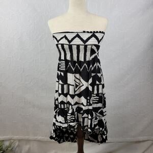 Seneca Rising +‎ Pacsun Womens Dress Size M Black White Strapless Tribal Hi-Low